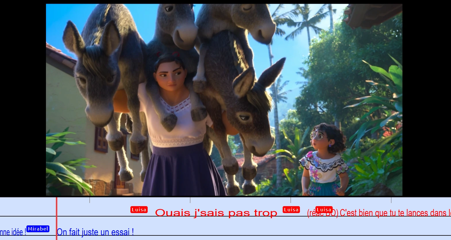 Extrait d'une bande rythmo de Encanto